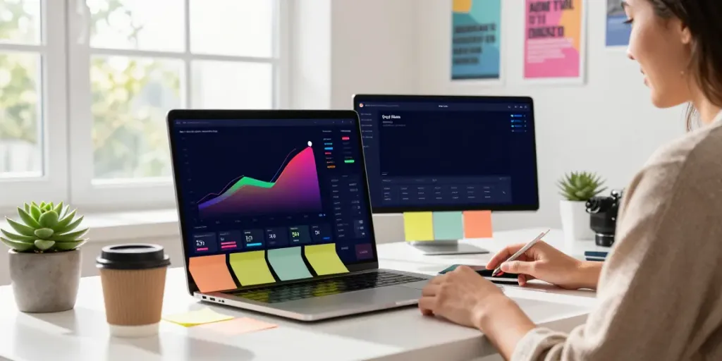 Boost your social presence by buying likes with Social-Fame in a contemporary marketing workspace.